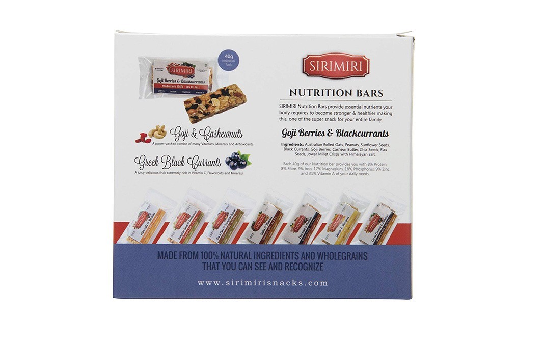 Sirimiri Goji Berries & Blackcurrants Bars   Box  240 grams